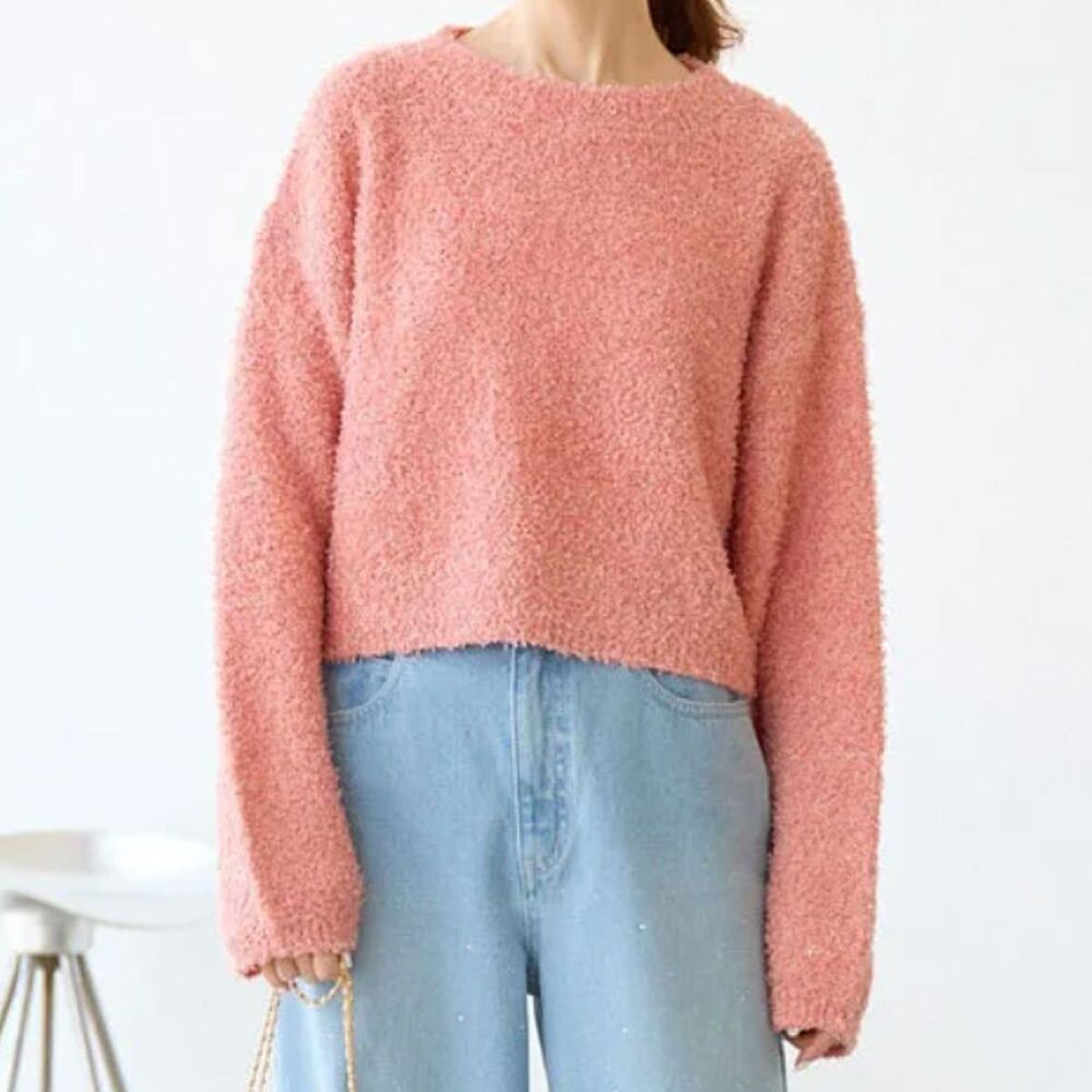 NWT Arizona Jean Co. (XL) Rose Dawn Cropped Crew Fluffy Pullover Sweater